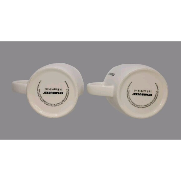 Starbucks Set of 2 JOYFUL 14 oz Coffee Tea Mug Cup Peace Christmas - Picture 6 of 6